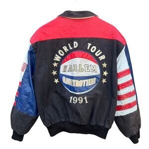 Vintage Jeff Hamilton Harlem Globetrotters Leather Jacket Large 22x28